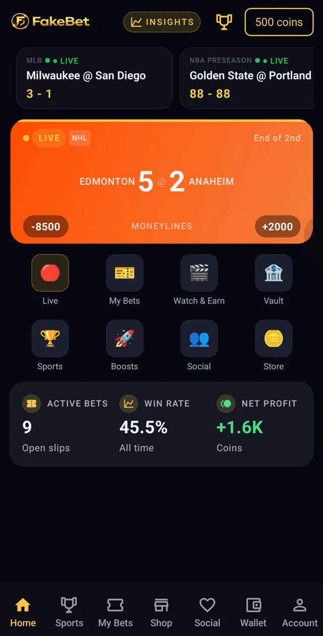 Live MLB, NBA and NHL scores on the home screen